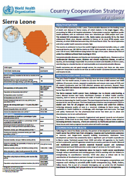 Summary of WHO Sierra Leone Country Cooperation Strategy (2017)